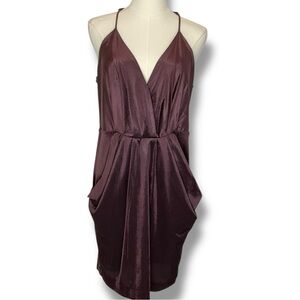 BCBGeneration Dress Plum Purple Draped Wrap Cocktail Summer Formal Size Medium